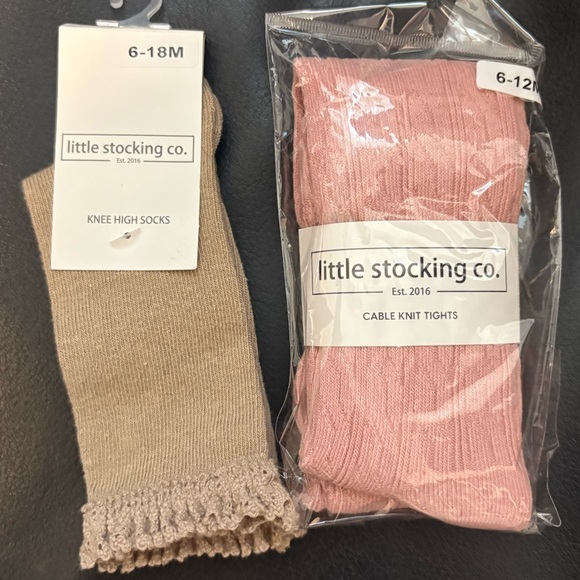 Little Stocking Co. Lace Top Knee High Socks & Knit Footed TightS Bundle Set - Picture 3 of 9